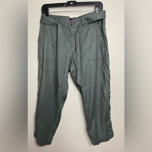 LIVERPOOL Kinley Linen Blend Crop Capri Pants In Fennel Green With Belt Sz 8/29